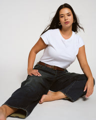 Ashley Cap Sleeve Tee - White