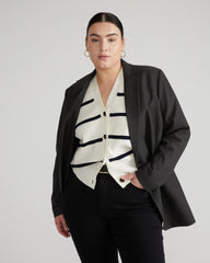 Better-Than-Wool Cardigan - White/Navy Stripe