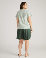 Cecile Breton Stripe Polo - Sage/Ecru Stripe