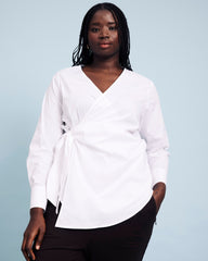 Beacon Stretch Poplin Wrap Shirt - White