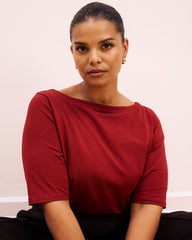Bella Boatneck Tee - Garnet