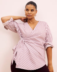 Beacon Stretch Poplin Wrap Shirt - Lilac Multi Stripe