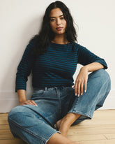 Belle Breton Stripe Jersey Tee - Deep Teal/Black Stripe