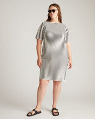 Belle Breton Stripe Jersey Dress - Ecru/Black Stripe
