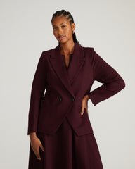 Bianca Double Breasted Ponte Blazer - Black Cherry