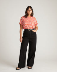 Breton Stripe Garcon Tee - Coral Reef/White Stripe