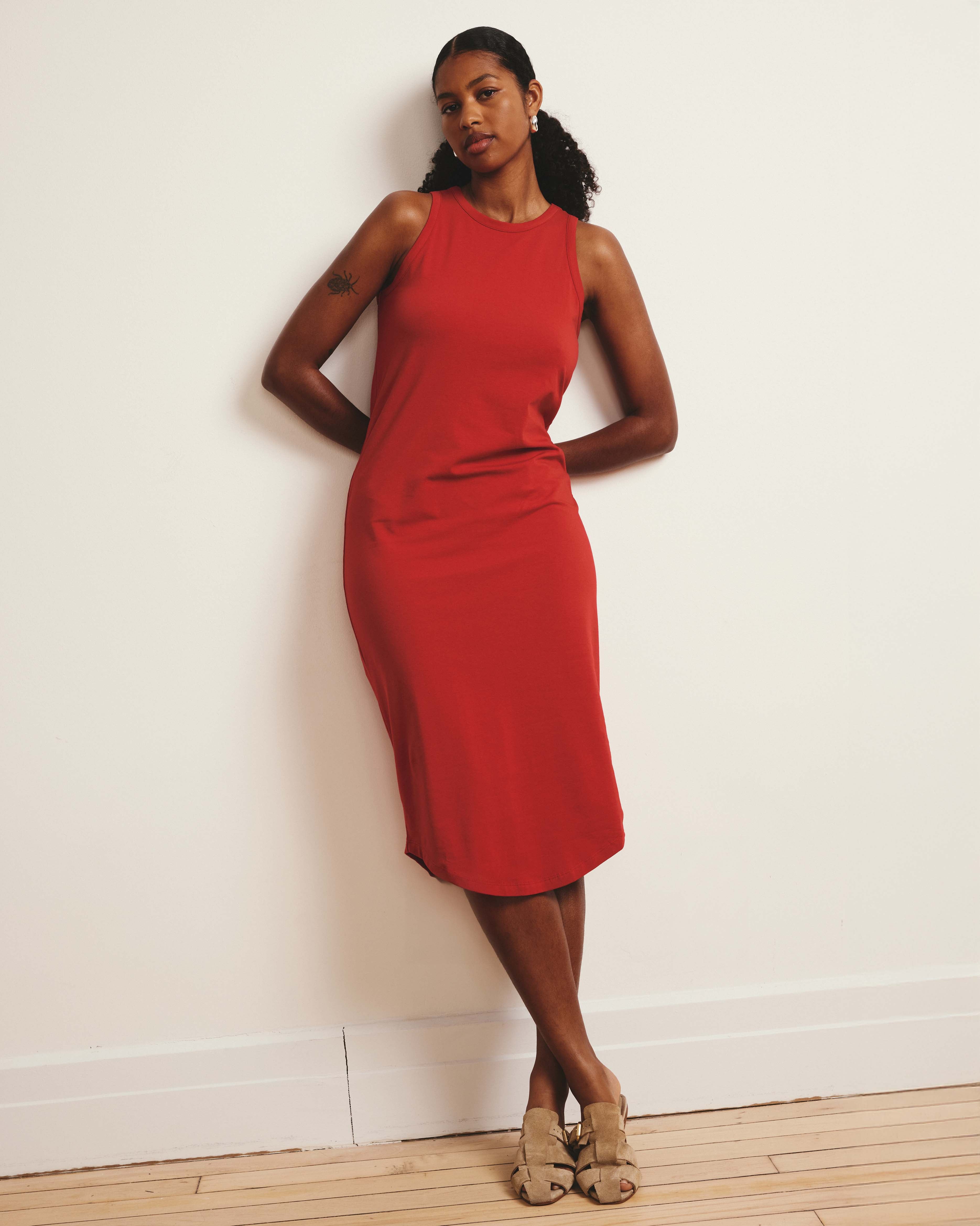 Cai High Neck Tank Dress - Ruby Red