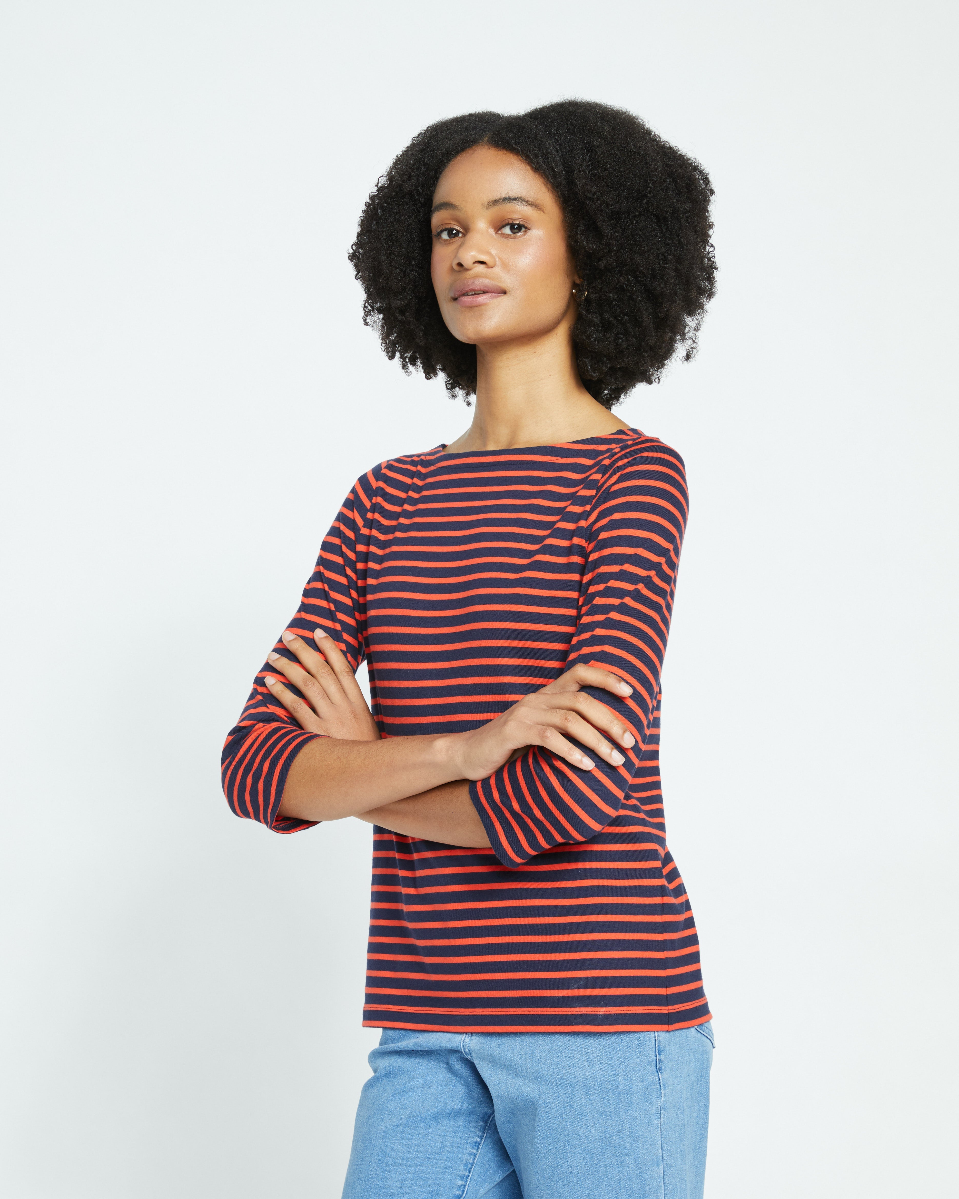 Belle Breton Stripe Jersey Tee - Navy/Red Stripe