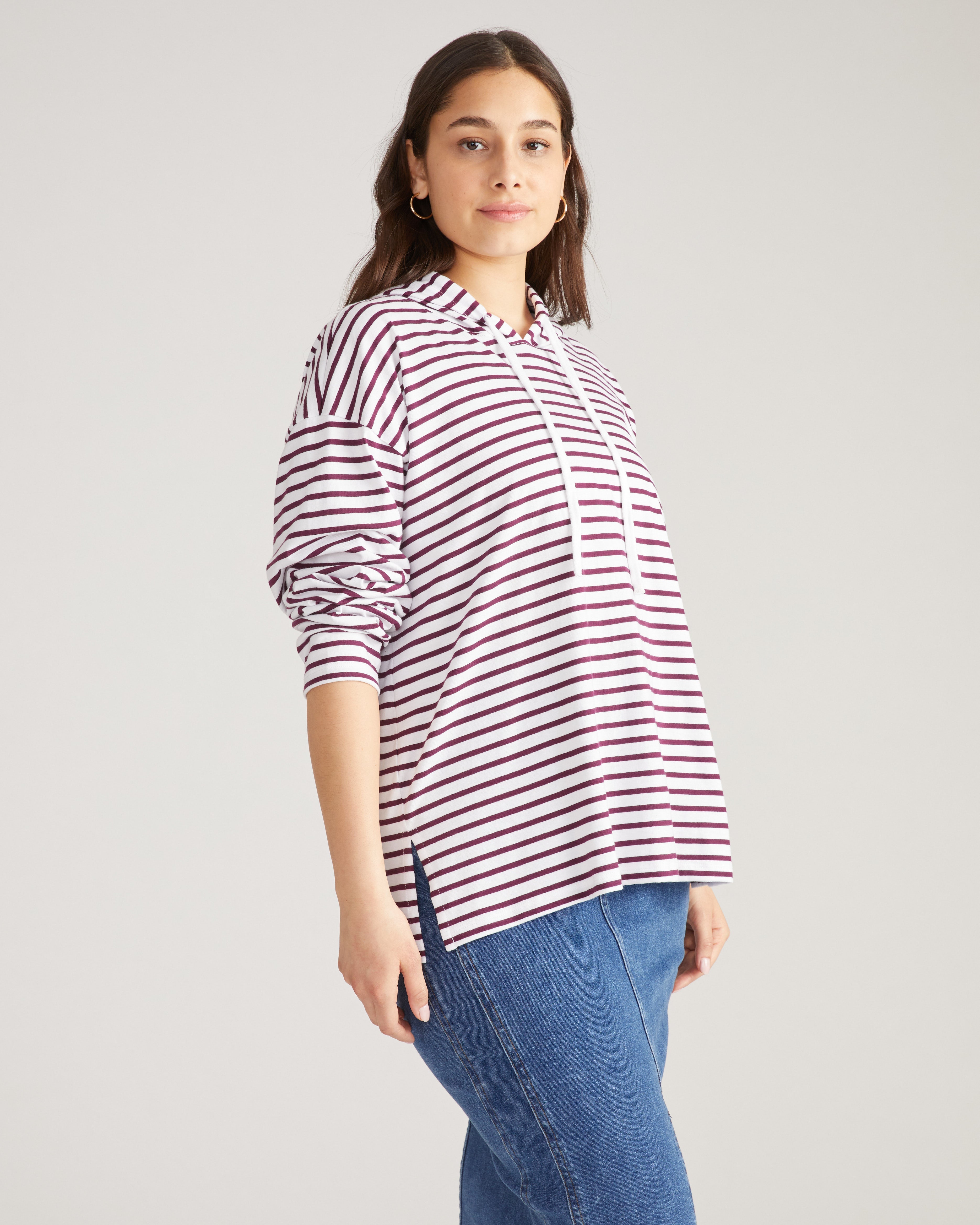 Baja Breton Stripe Hoodie - White/Gamay Stripe