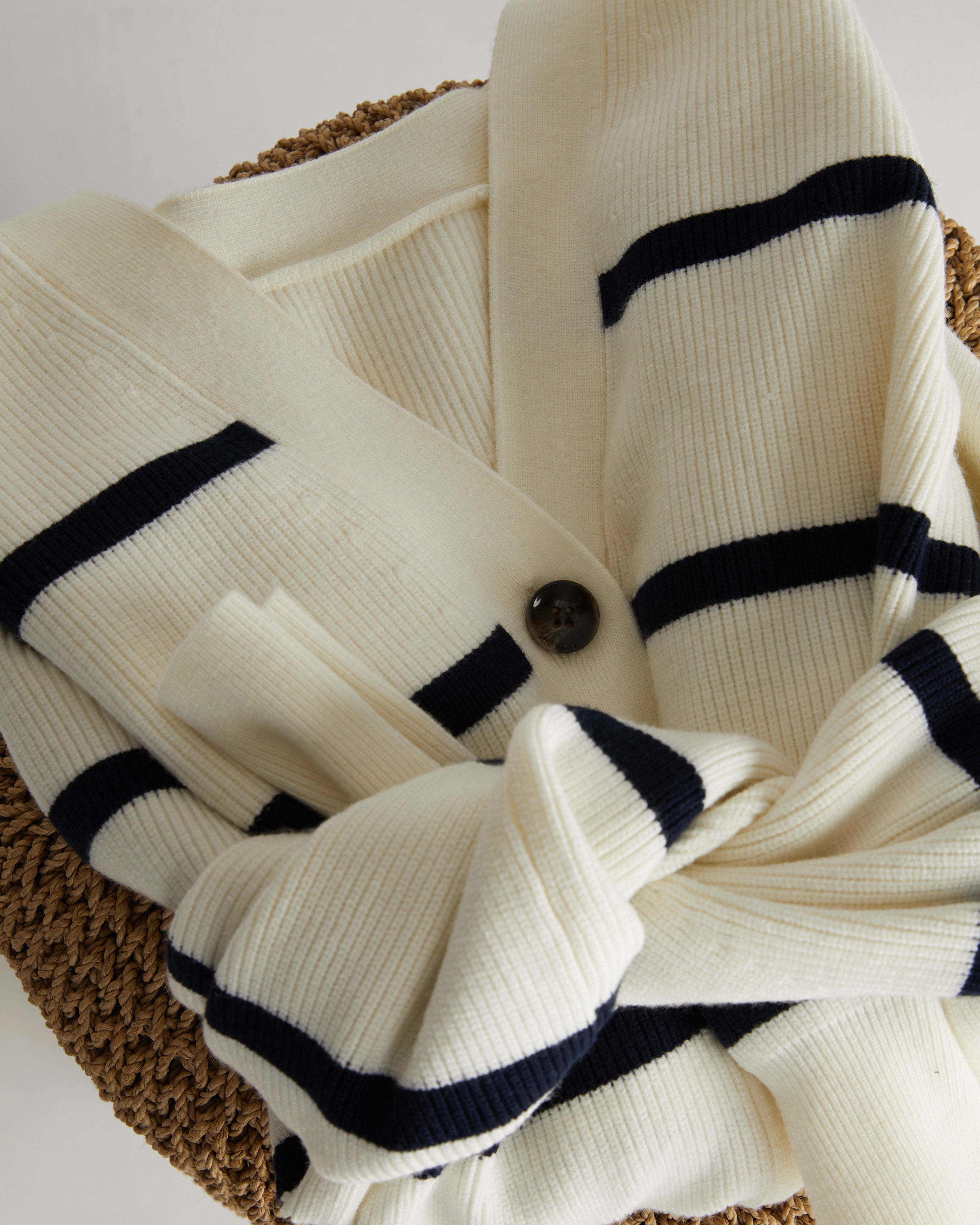 Better-Than-Wool Cardigan - White/Navy Stripe