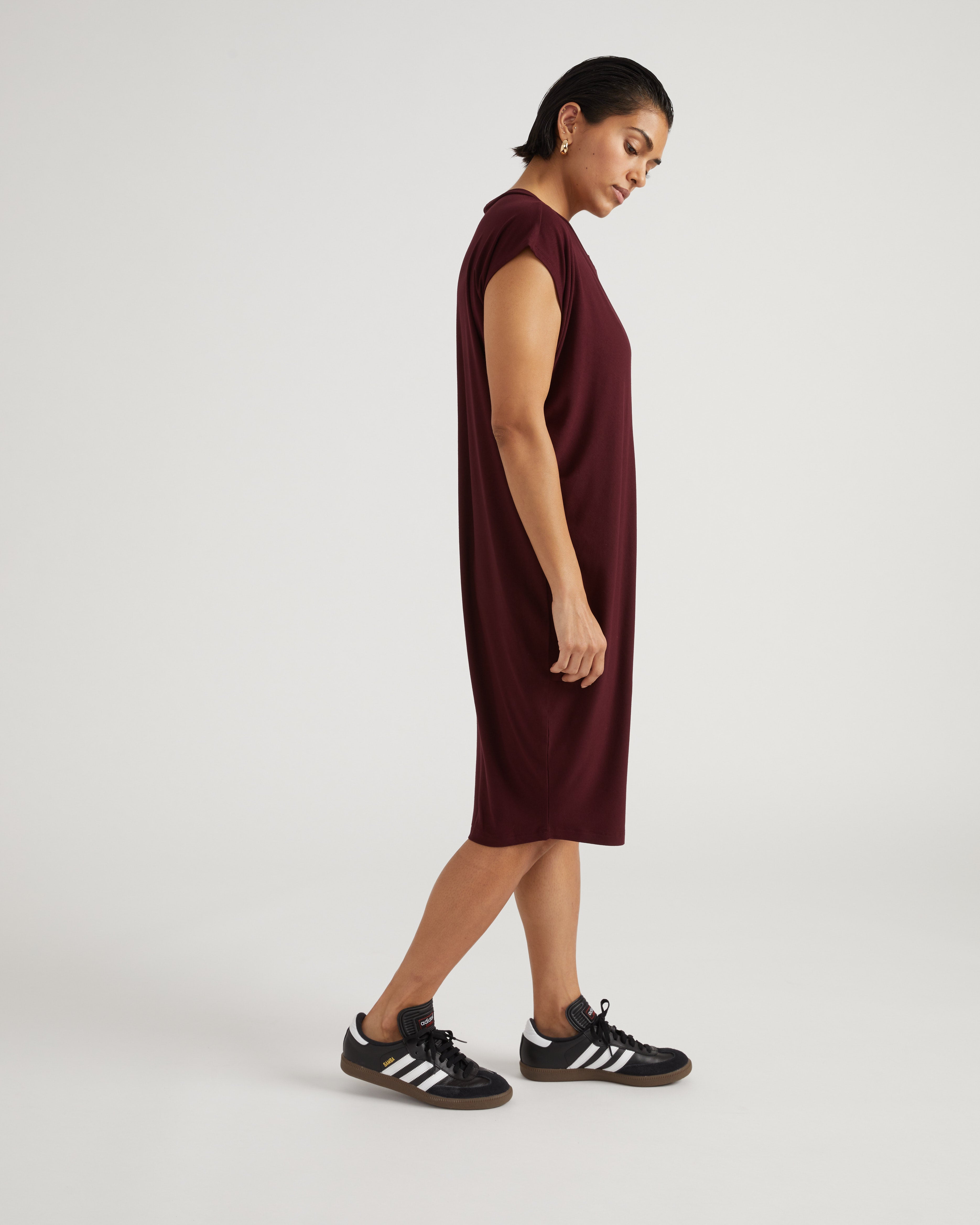 Carrea Relaxed Liquid Jersey Dress - Black Cherry