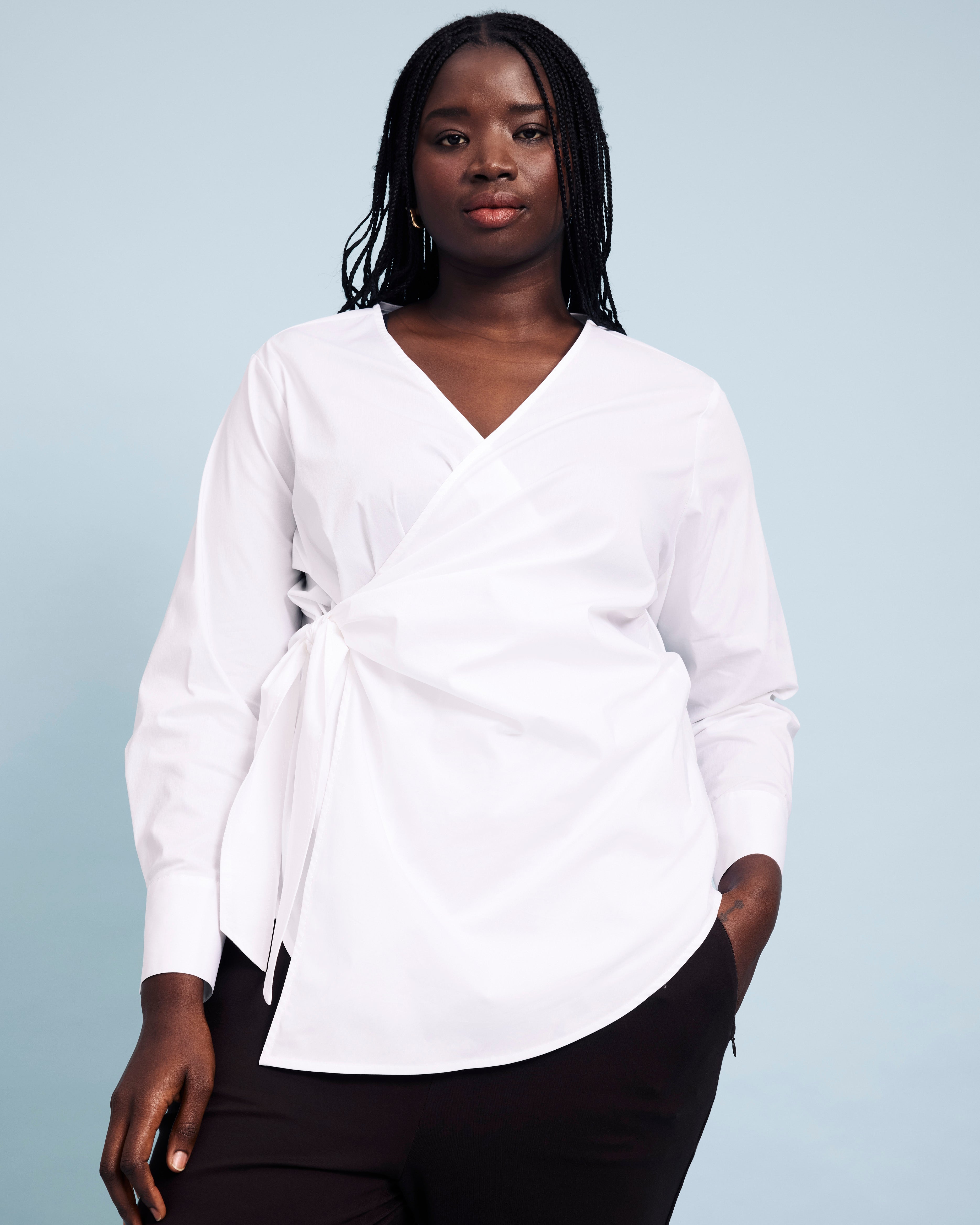 Beacon Stretch Poplin Wrap Shirt - White