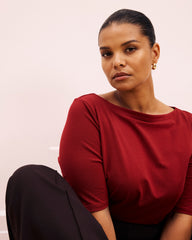 Bella Boatneck Tee - Garnet
