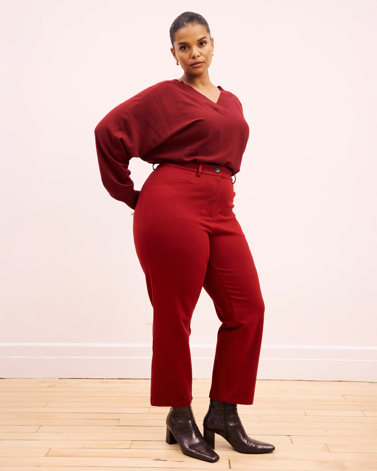 Cigarette Ponte Pants - Garnet