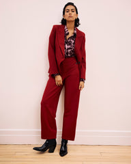 Bianca Double Breasted Ponte Blazer - Garnet
