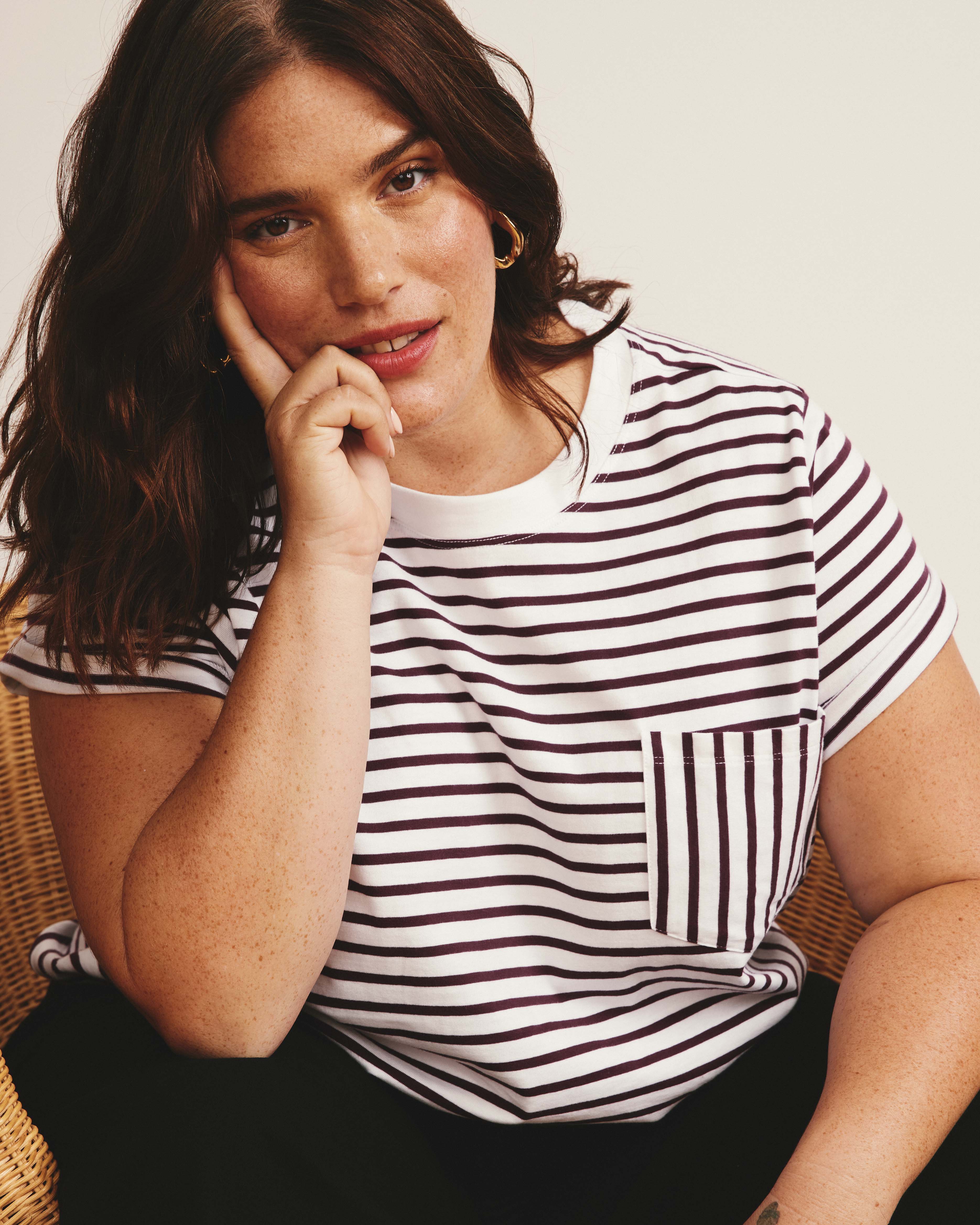 Breton Stripe Garcon Tee - White/Gamay Stripe