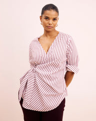 Beacon Stretch Poplin Wrap Shirt - Lilac Multi Stripe