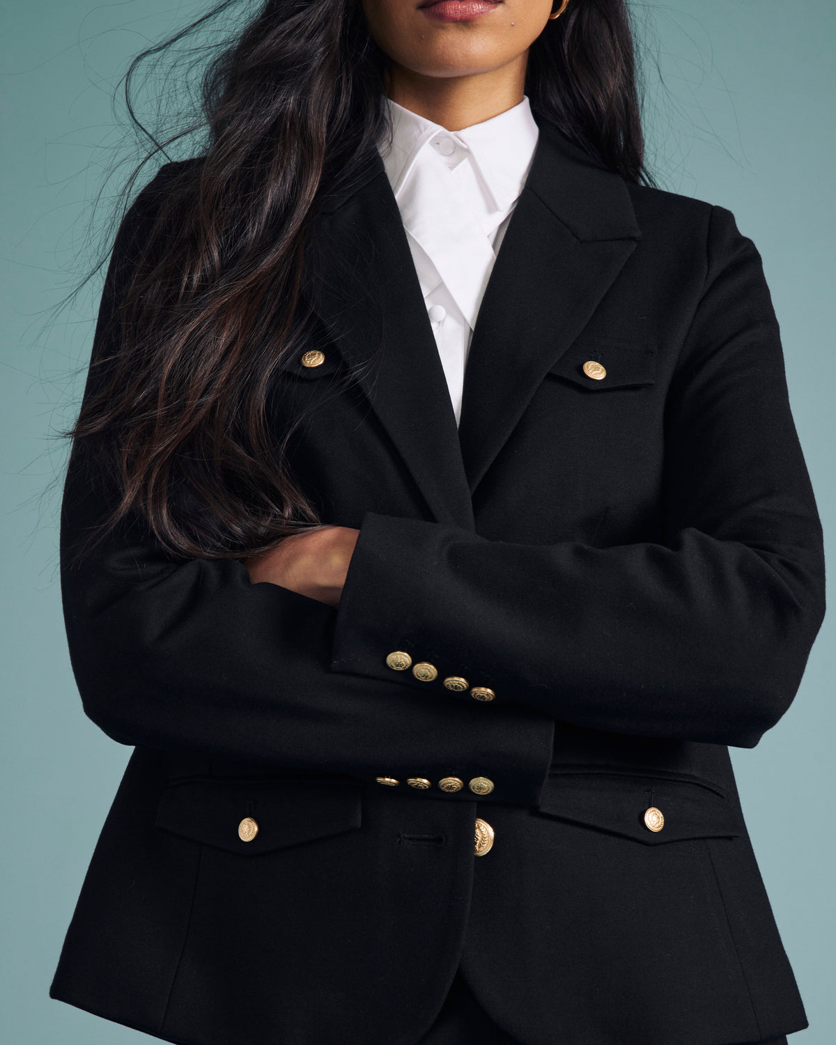 4 Pocket Ponte Blazer - Black with Gold Buttons