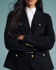 4 Pocket Ponte Blazer - Black with Gold Buttons
