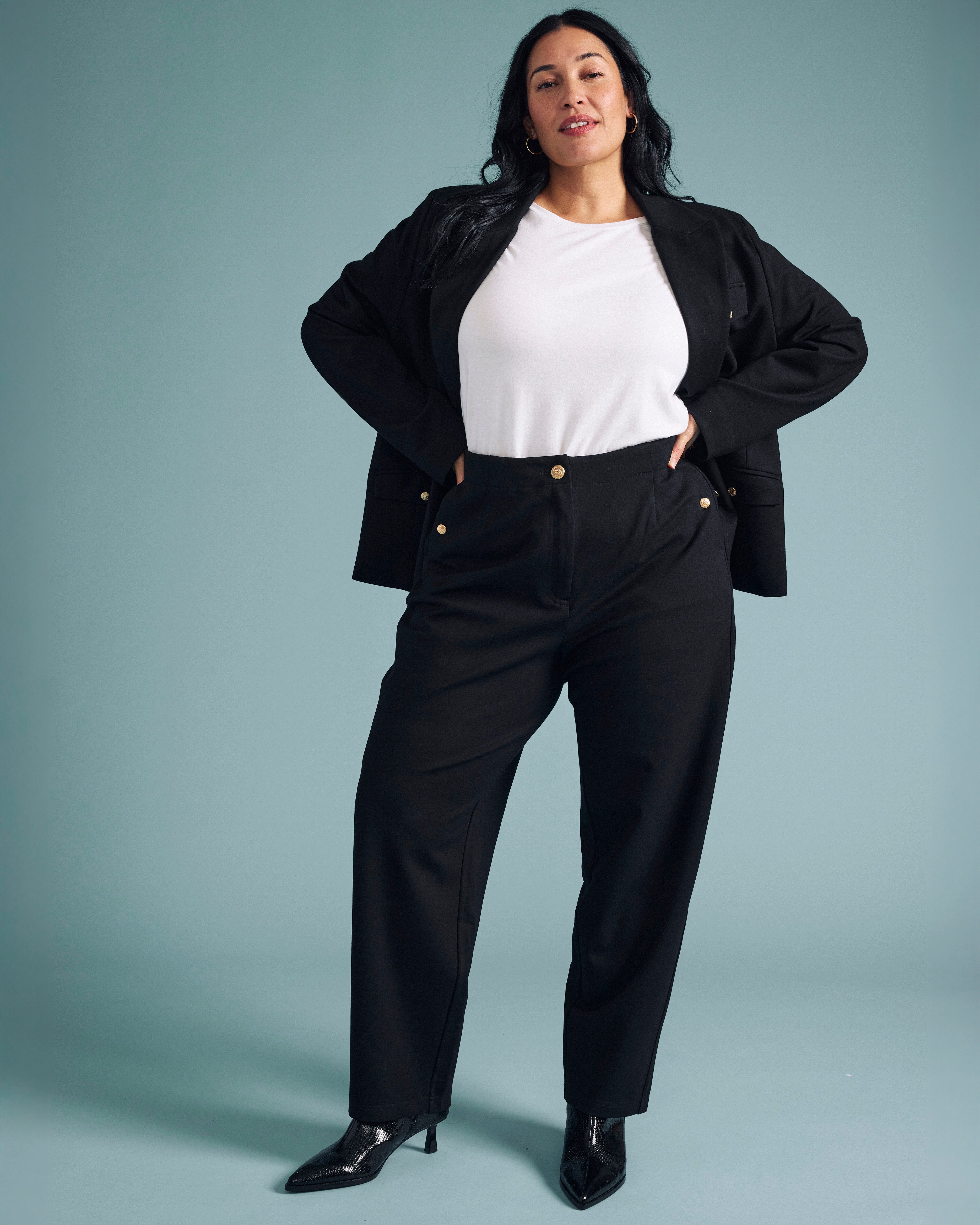 4 Pocket Ponte Blazer - Black with Gold Buttons