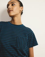 Breton Stripe Garcon Tee - Deep Teal/Black Stripe