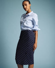Anya Ponte Skirt - Navy Pinstripe