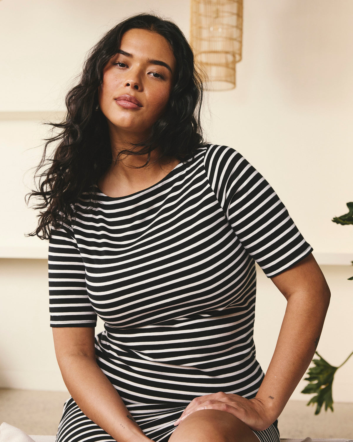 Belle Breton Stripe Jersey Dress - Black/White Stripe