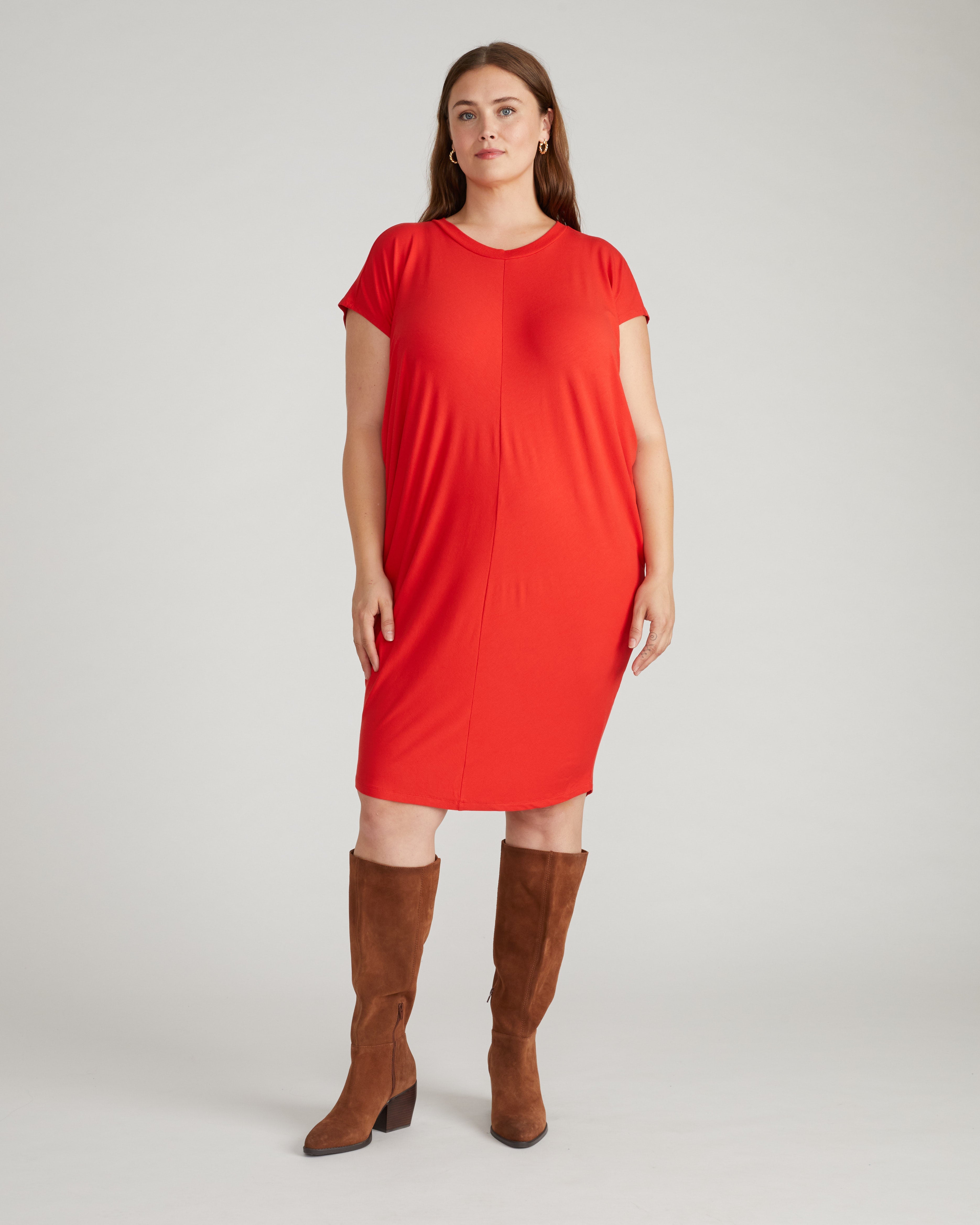 Carrea Relaxed Liquid Jersey Dress - Lipstick