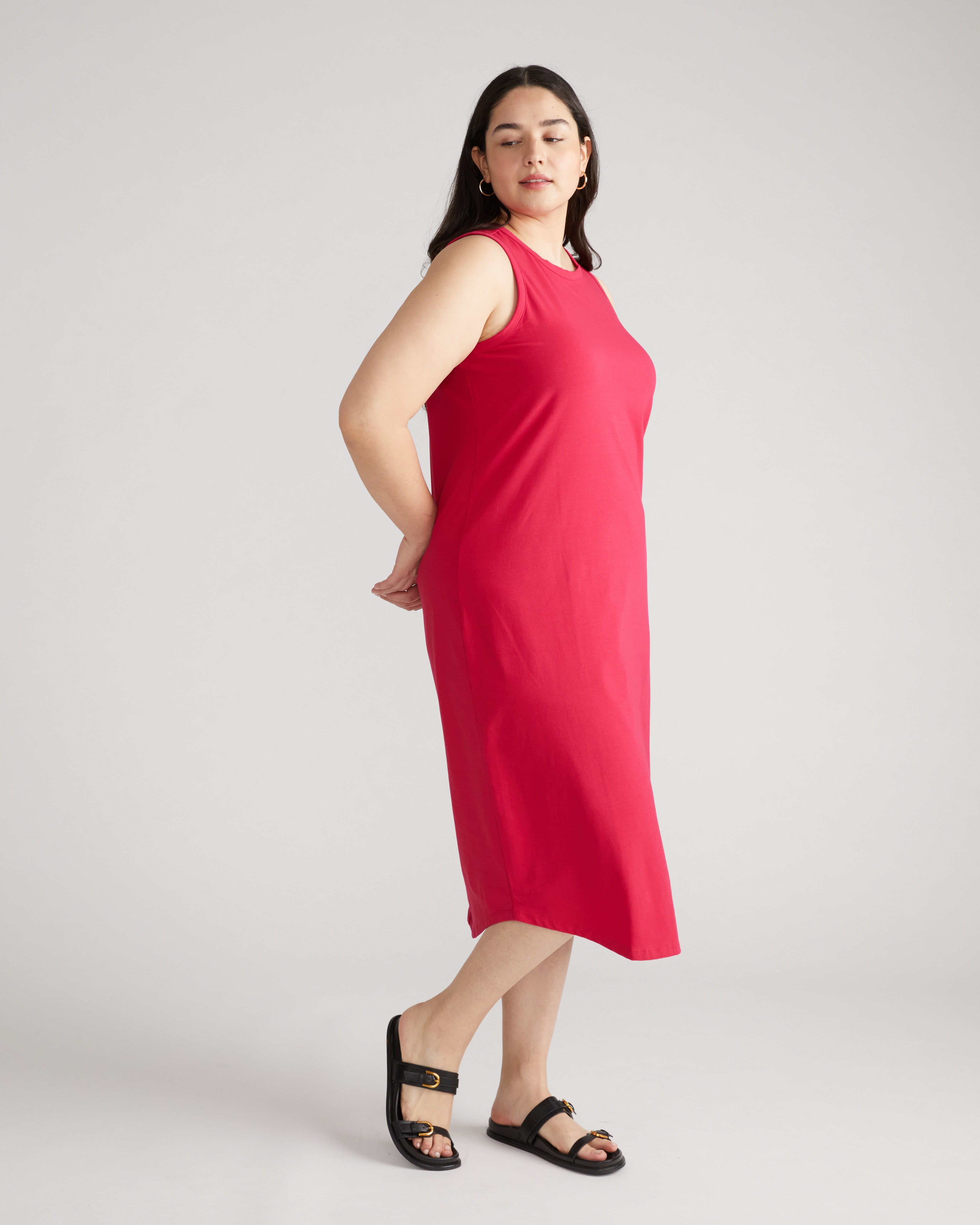 Cai High Neck Tank Dress - Cerise