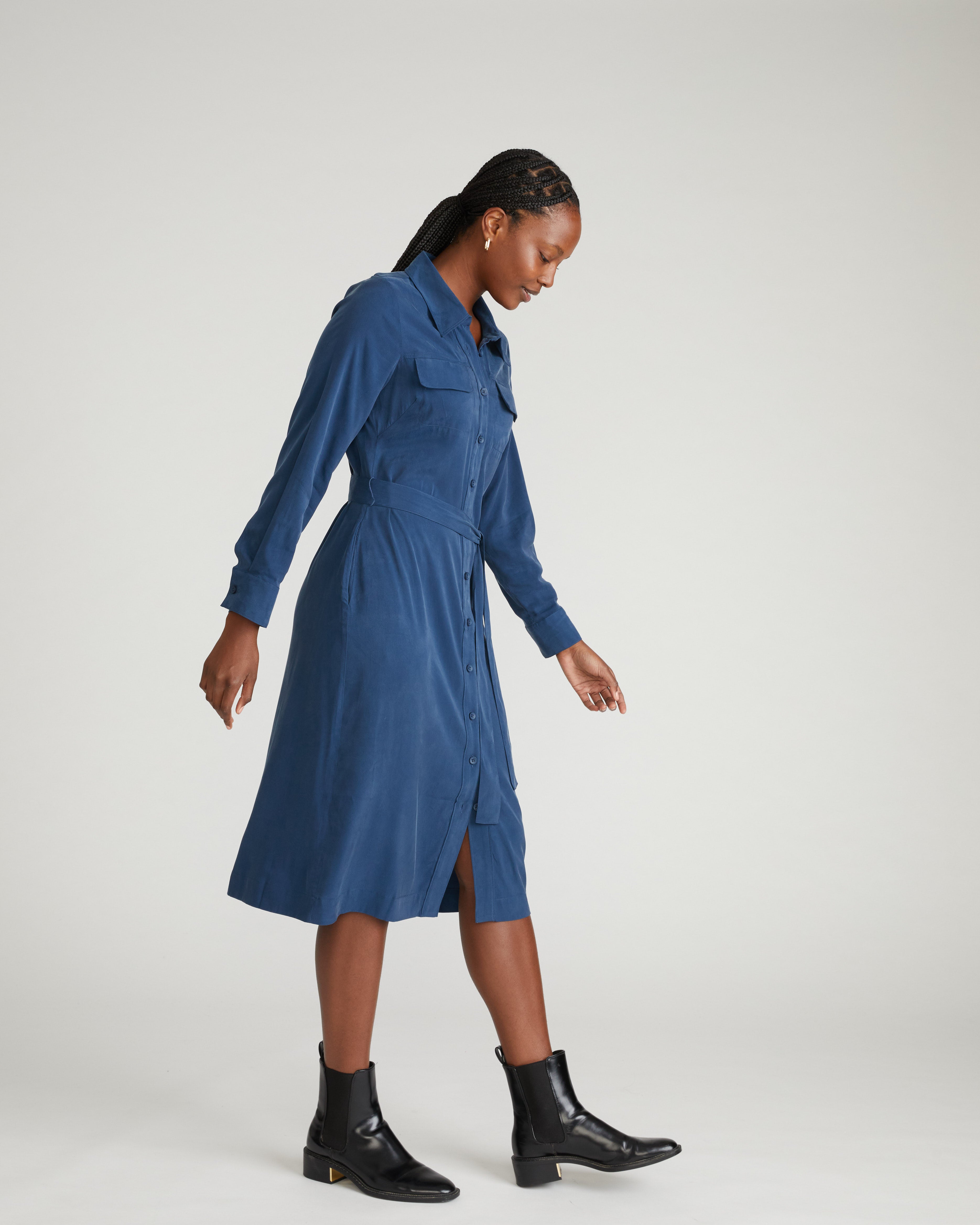 Cooling Stretch Cupro Savannah Dress - Pageant Blue
