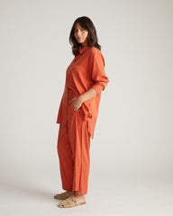 Cooling Stretch Cupro Pants - Warm Russet