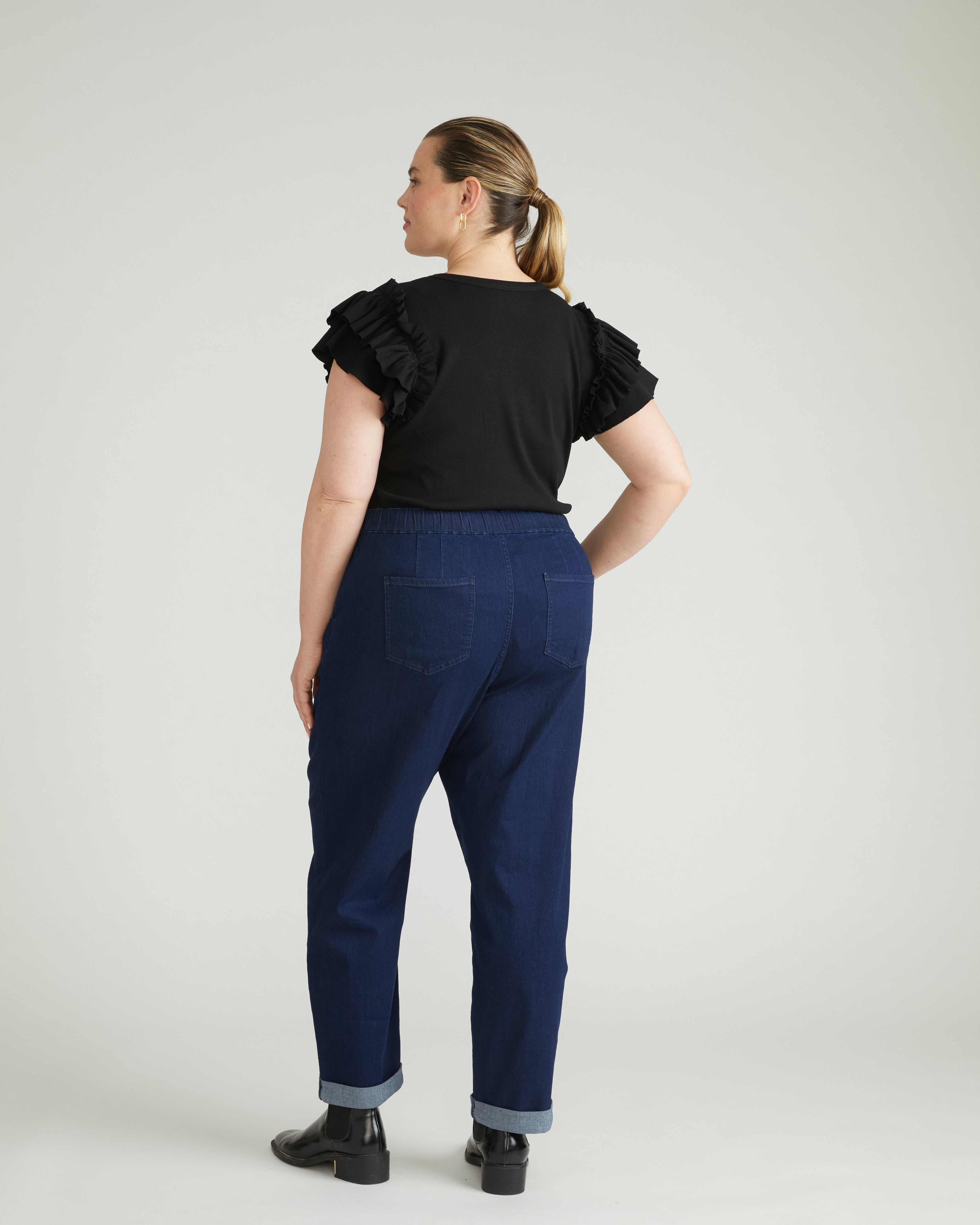 ComfortDenim Drawstring Jeans - Dark Indigo
