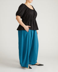Cosma Barrel Leg Linen Blend Pants - Ink Blue