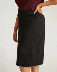 Anya Ponte Skirt - Slate Pinstripe