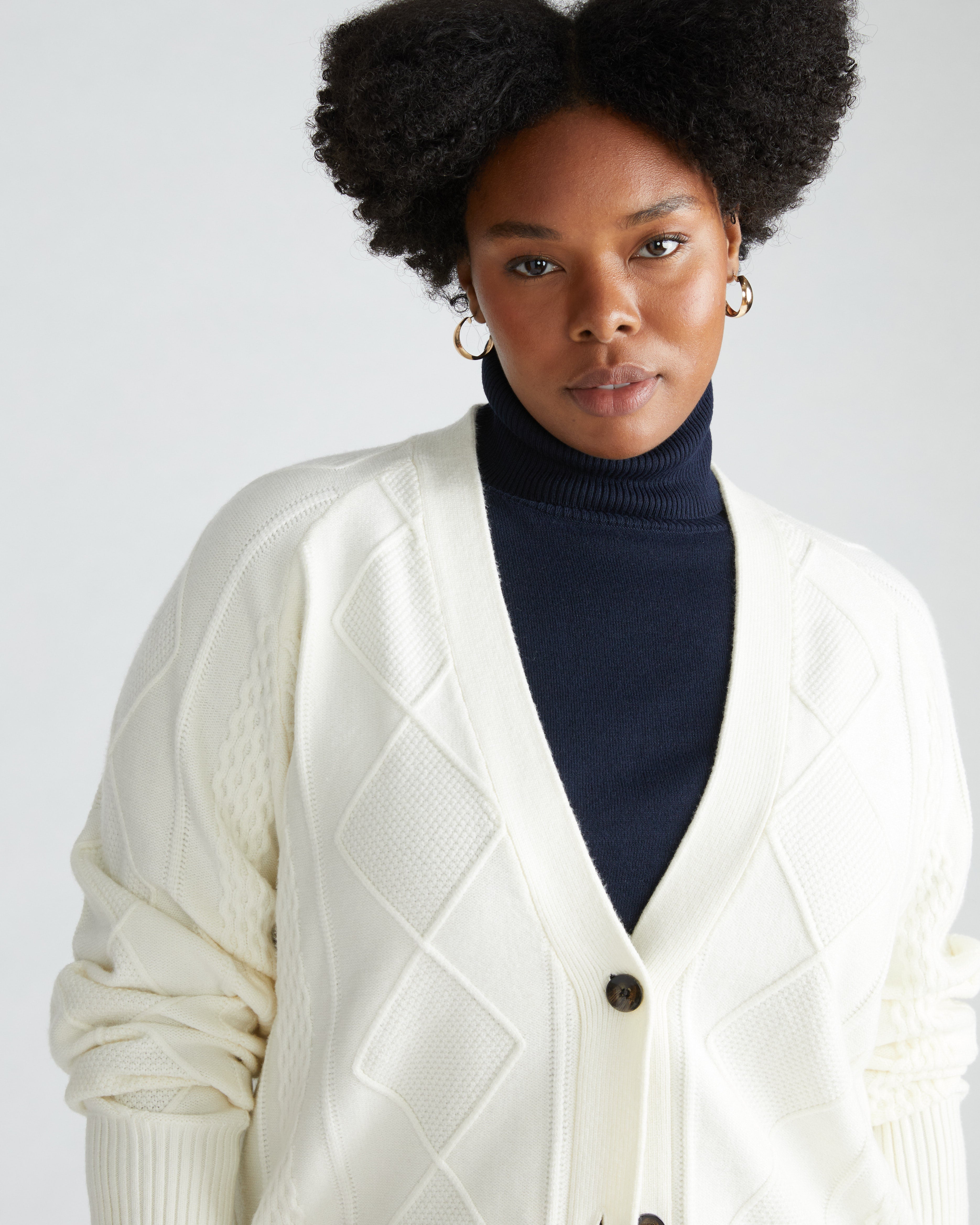 Cable Knit Cardigan - Cream