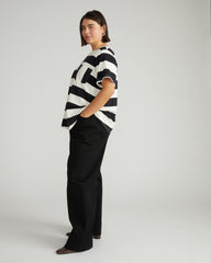 Breton Stripe Garcon Tee - Ecru/Black Rugby Stripe