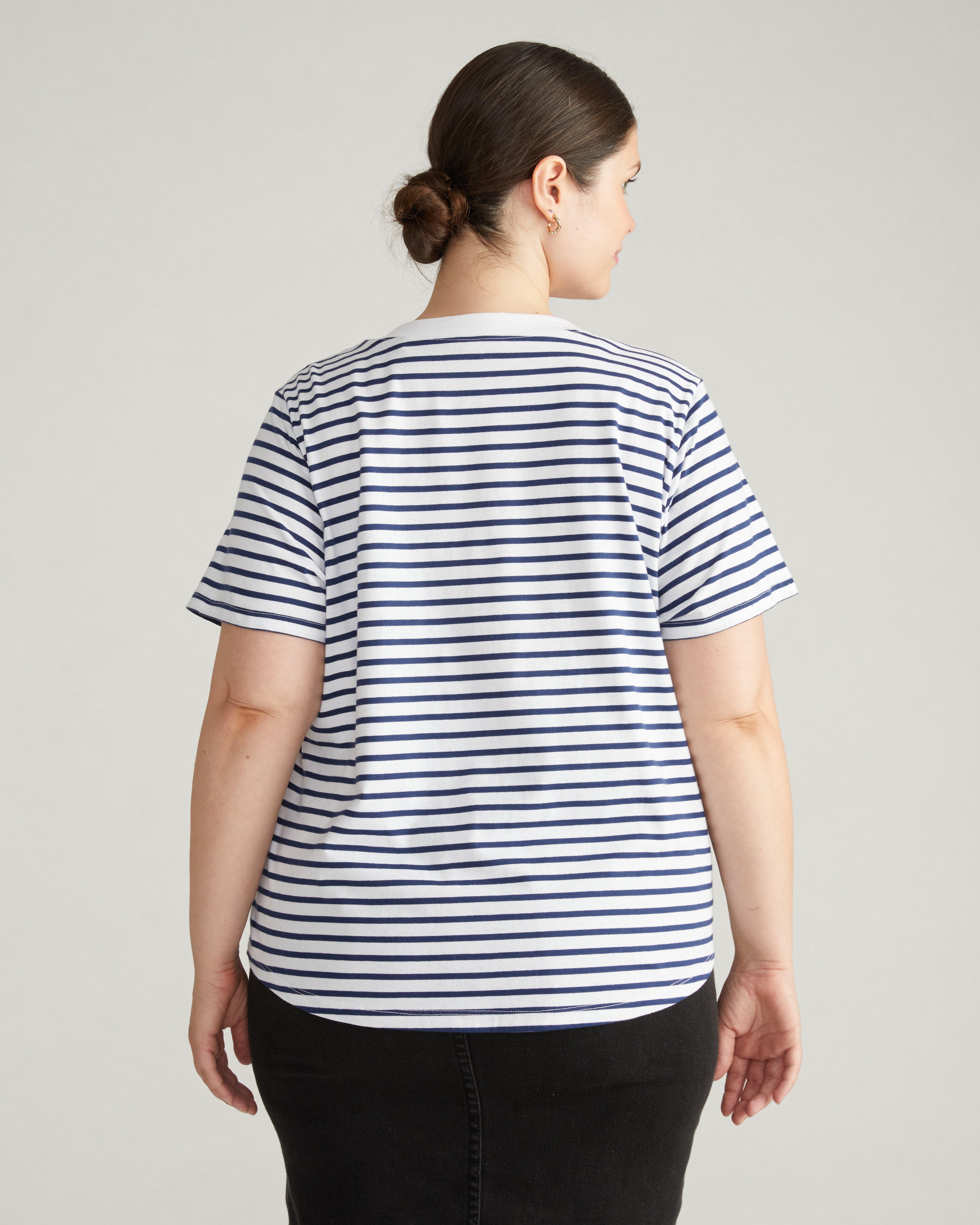 Breton Stripe Garcon Tee - White/Cenote Stripe