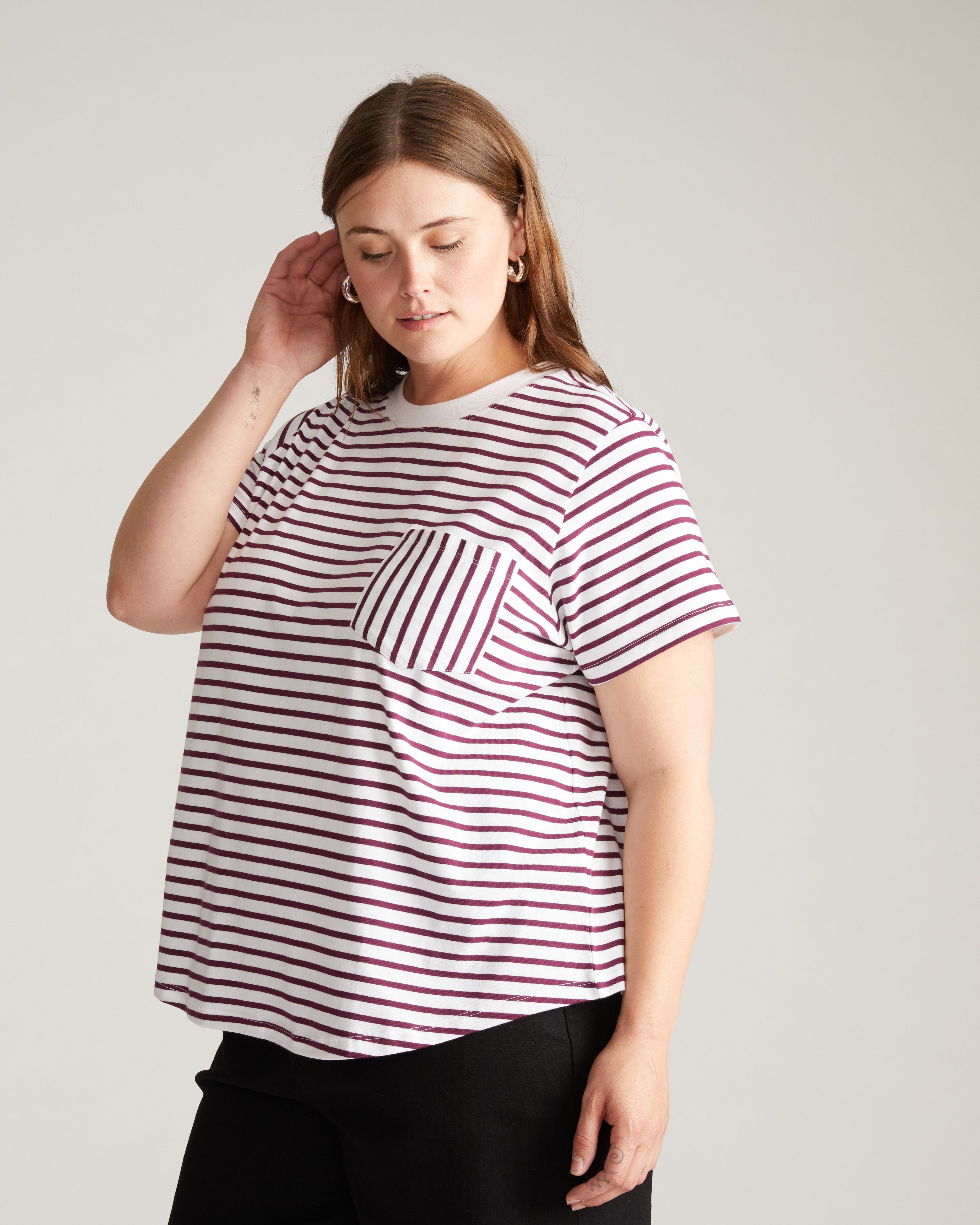 Breton Stripe Garcon Tee - White/Gamay Stripe