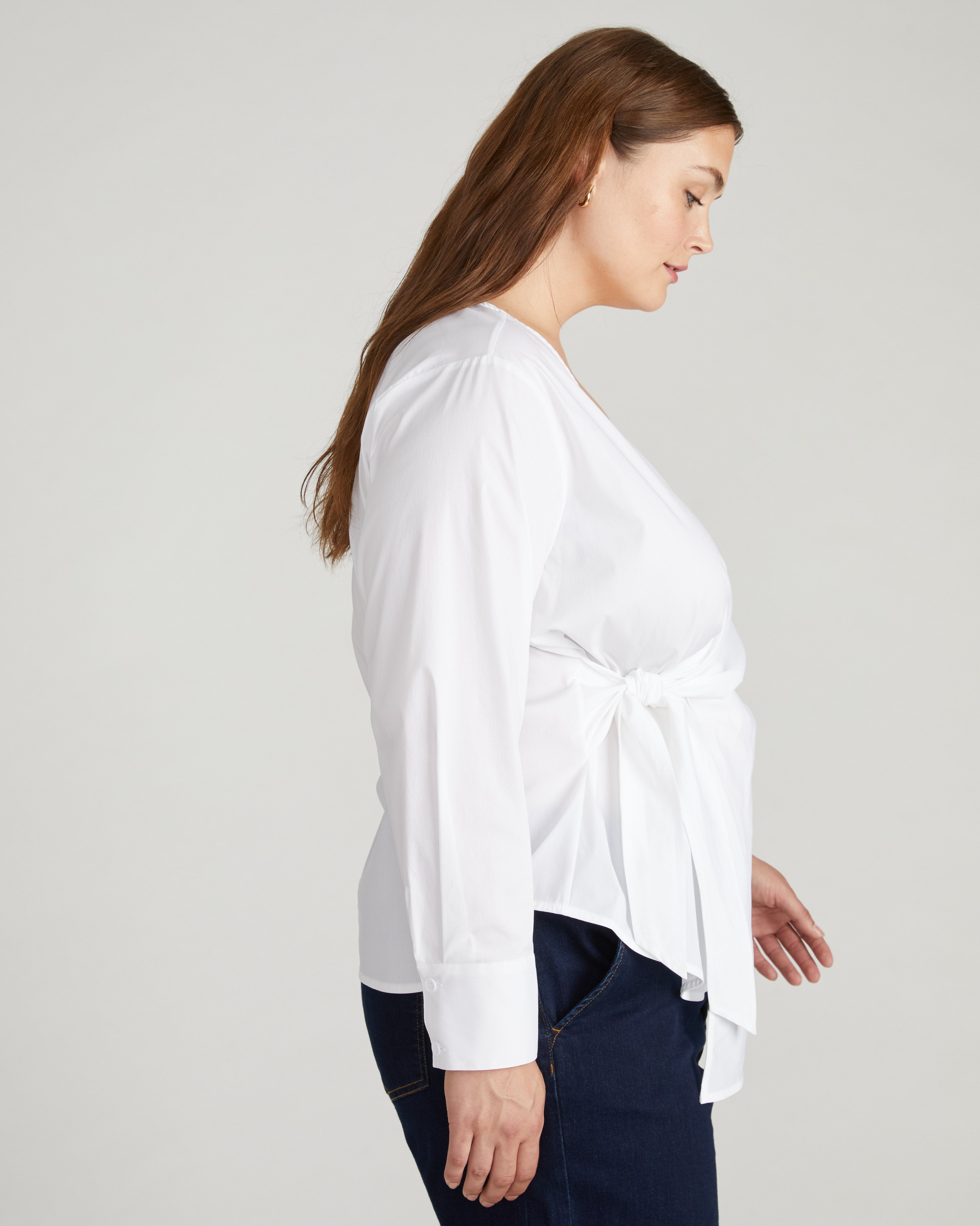 Beacon Stretch Poplin Wrap Shirt - White