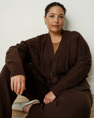Cable Knit Cardigan - Espresso