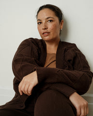 Cable Knit Cardigan - Espresso