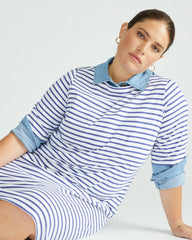 Belle Breton Stripe Jersey Dress - White/Classic Navy Stripe