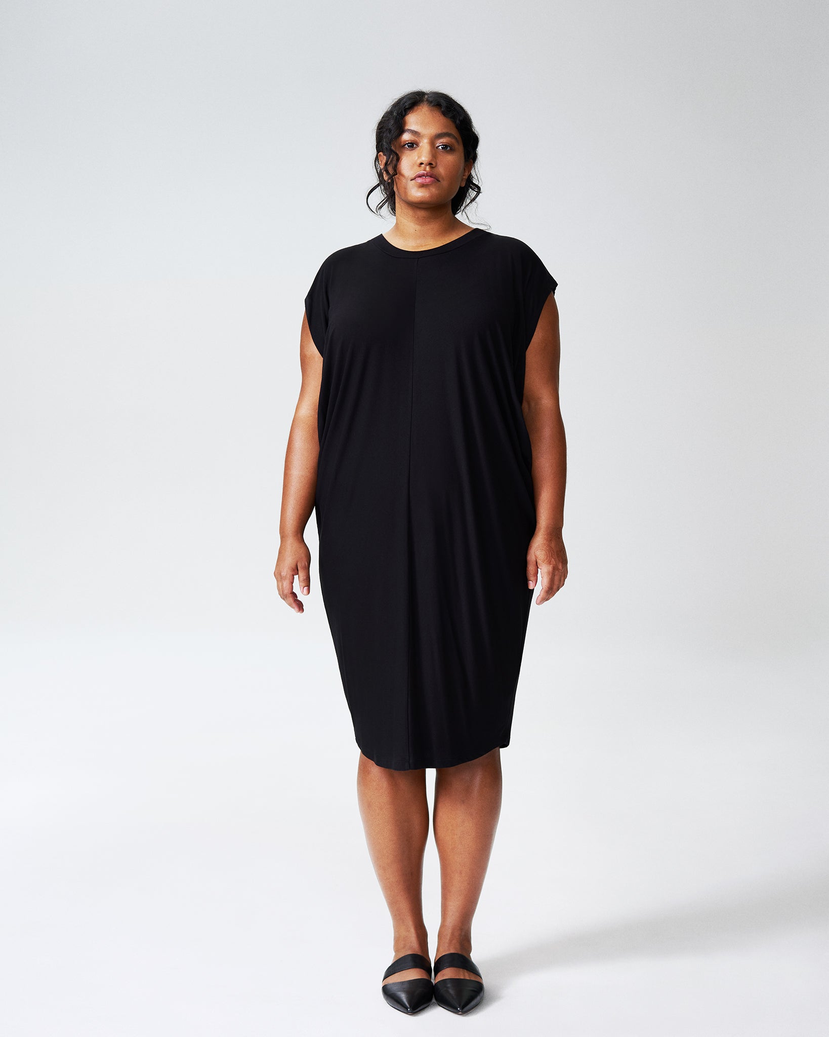 Carrea Relaxed Liquid Jersey Dress - Black
